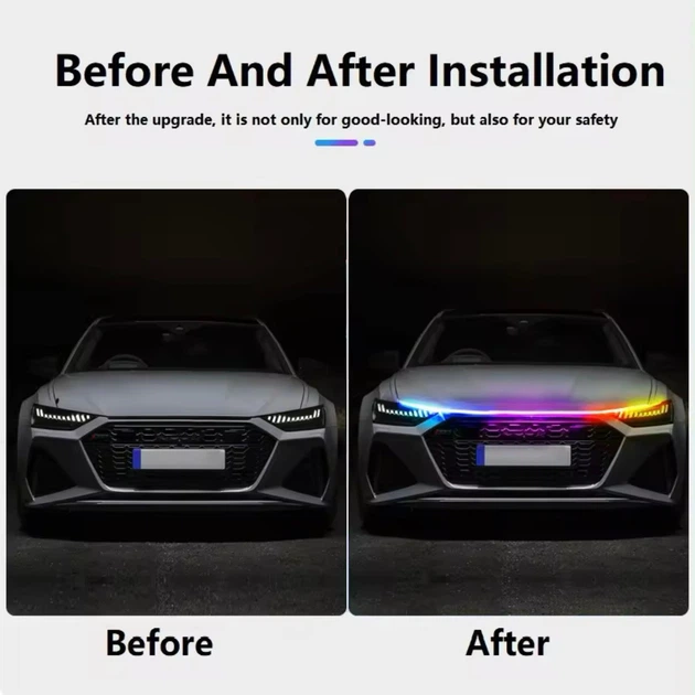 Динамическая подсветка капота RGB 180 см разноцветная c Bluetooth управлением (4592) - изображение 6