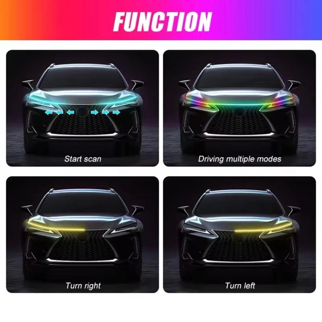 Динамическая подсветка капота RGB 180 см разноцветная c Bluetooth управлением (4592) - изображение 7