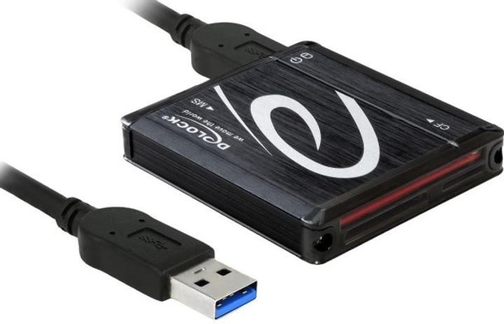 Czytnik kart Delock USB-A 3.2 Gen 1 - All in 1 (CF Type I, SD/MMC, MicroSD/M2, MS, xD) Black (91704) - obraz 1