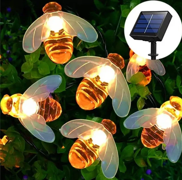Уличная гирлянда Пчелы на солнечной батарее 5 метров 20 LED теплый белый - Фото 2 Уличная гирлянда Пчелы на солнечной батарее 5 метров 20 LED теплый белый - изображение 2