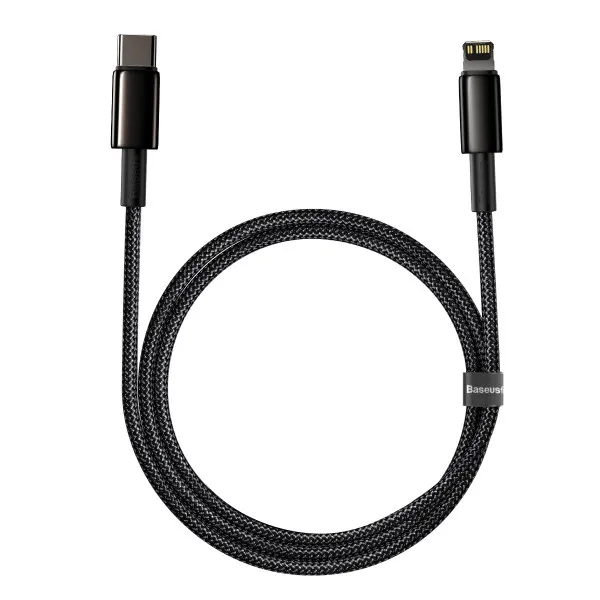 Кабель Baseus Tungsten Gold PD Type-C to Lightning 20W 2.4А 1m чорний CATLWJ-01 - изображение 5