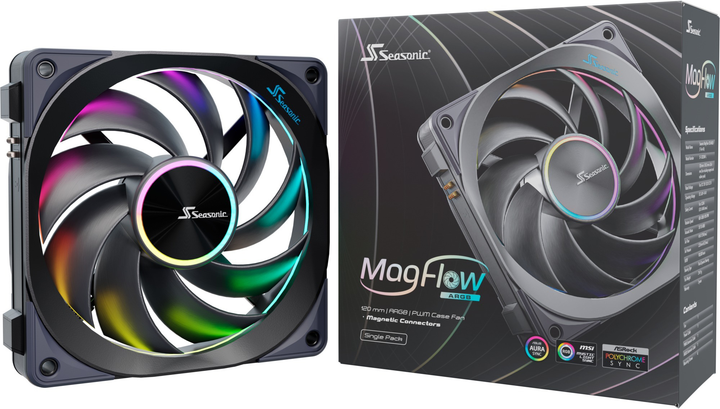 Wentylator Seasonic MagFlow ARGB 120 mm Black (MAGFLOW-ARGB-1) - obraz 7