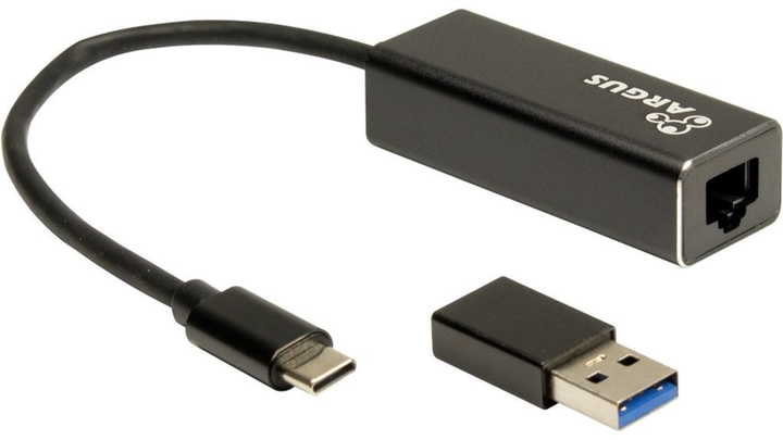 Адаптер Inter-Tech USB Type-A / USB Type-С - RJ-45 Black (4260455647885) - зображення 1