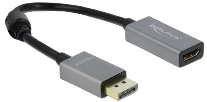 Adapter Delock DisplayPort 1.4 - HDMI 4K 60Hz Grey/Black (4043619664368) - obraz 1