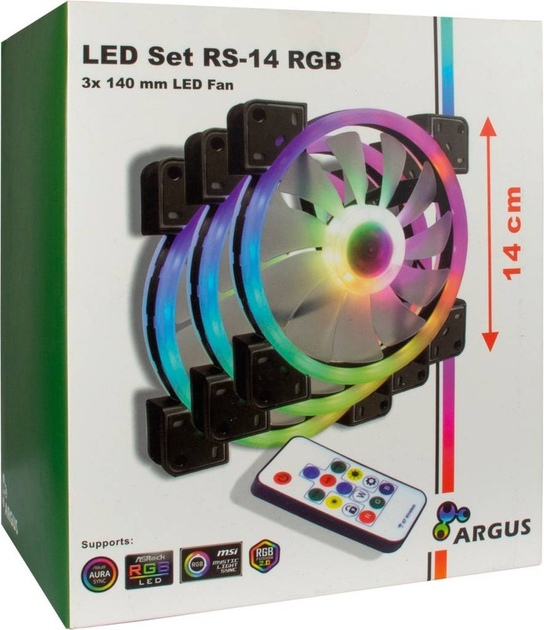 Комплект вентиляторов Inter-Tech Argus RGB-Fan Set RS-14 3 шт Черный (4260455646154) - изображение 7