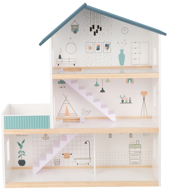 Zestaw do zabawy Tooky Toy Wooden Doll House z figurkami (6972633372264) - obraz 3