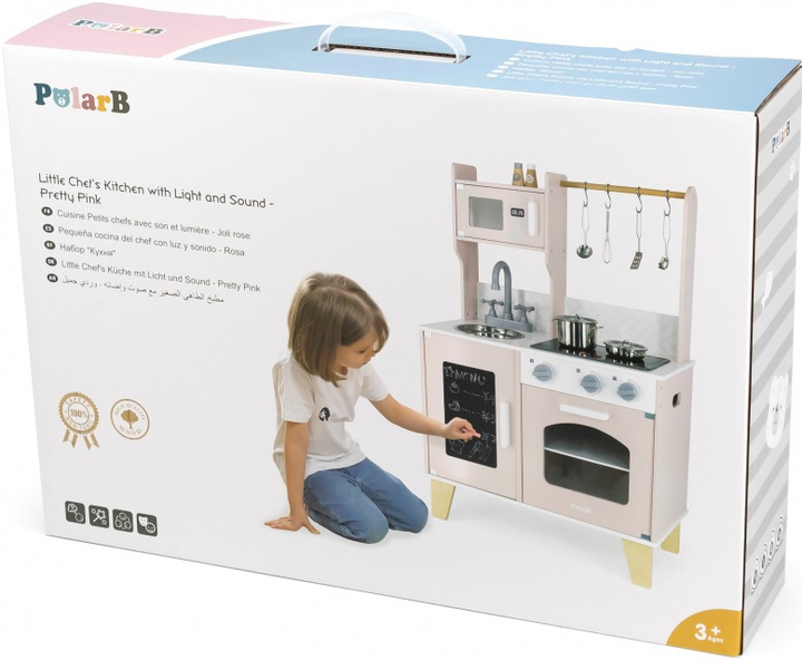 Кухня Viga Toys PolarB Little Chef's Kitchen with Light and Sound Рожева (6971608440823) - зображення 1