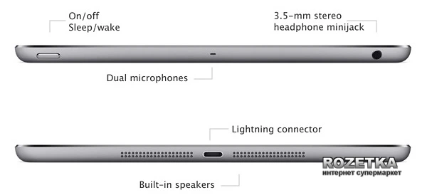 Планшет Apple A1474 iPad Air Wi-Fi 16GB (MD788TU) Silver
