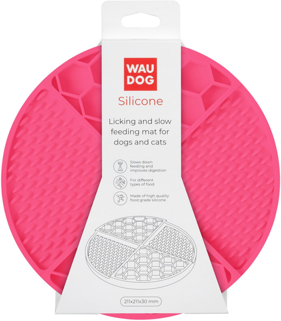 Килимок для злизування та повільного харчування WAUDOG Silicone 211х211х30 мм Рожевий (4823089367057) - зображення 4