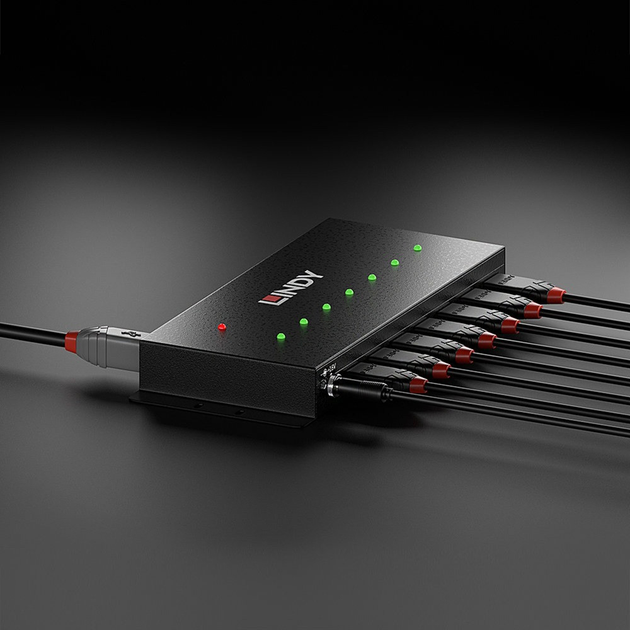 Hub USB Lindy 7 Port USB-A 3.0 Gen 1 Black (4002888431286) - obraz 5