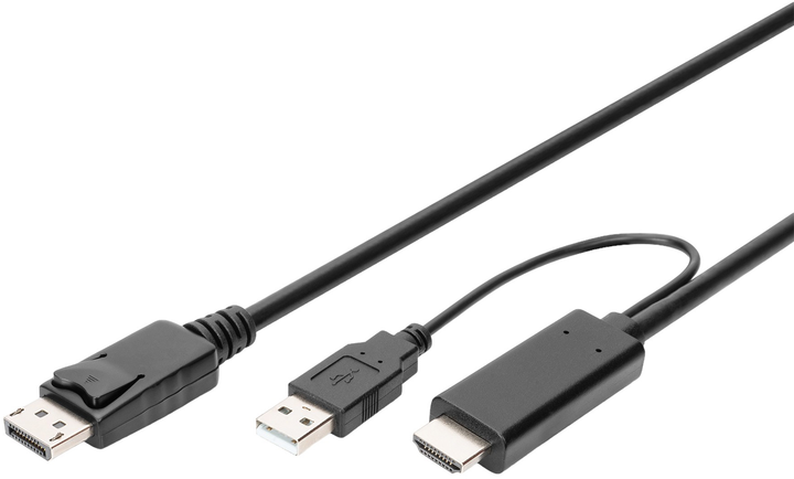 Adapter Digitus HDMI/USB-A to DisplayPort 2 m Black (AK-330111-020-S) - obraz 1