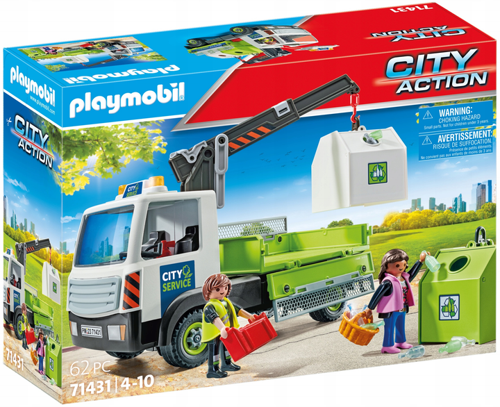 Zestaw zabawek Playmobil City Action Samochód ciężarowy z kontenerami na szkło (4008789714312) - obraz 1