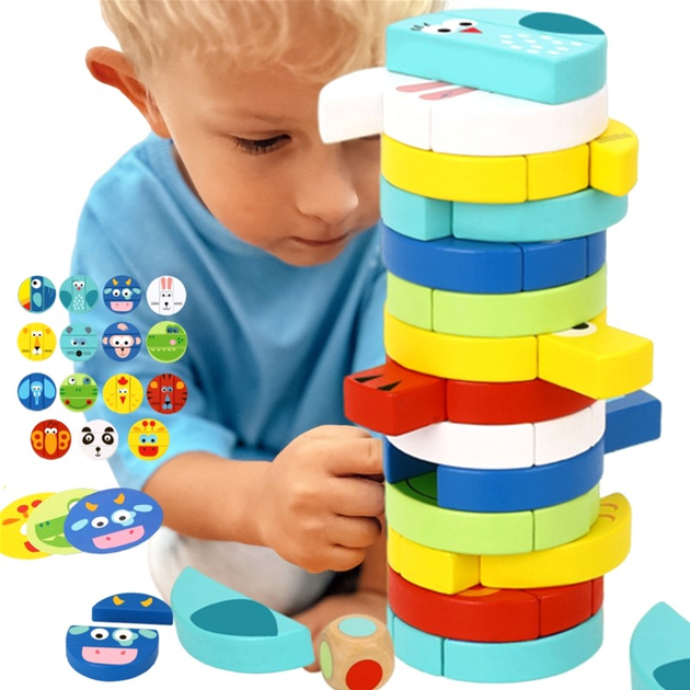 Gra planszowa Tooky Toy Jenga Zwierzęta (6972633371656) - obraz 1