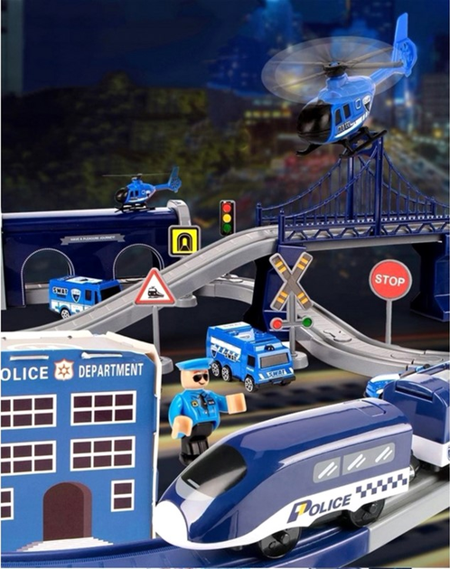 Ігровий набір Woopie Electric Train Car Track Police Station Helicopter Cars. - зображення 9