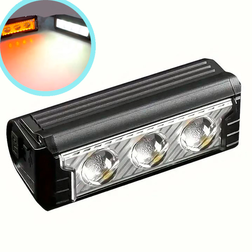 Мощный велосипедный фонарь FY-339B, 3LED, белый и желтый свет, влагозащита, АКБ Li-Ion, ЗУ Type-C - изображение 2
