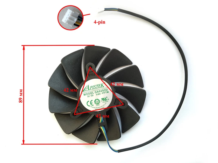 Вентилятор Apistek для відеокарти Zotac GA92S2U (CF9015H12S GFY09215M12SPA) (№368.81) - зображення 3