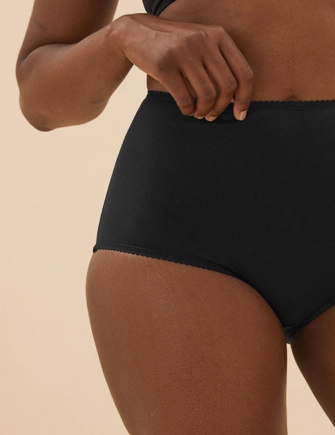 Набір бавовняних трусиків Marks&Spencer Full briefs 18(46) 5 шт black чорний 0040 - зображення 6