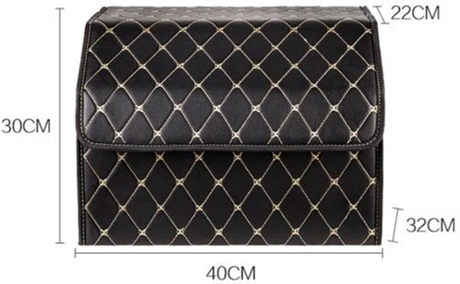 Автомобильный органайзер (саквояж) с ручкой в ​​багажник Optima Bag-M 40х32х30 см из экокожи Черный с белой прошивкой (OPT-BAG-M) - изображение 2