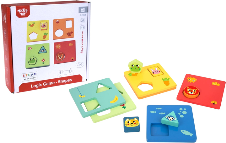 Zabawka edukacyjna Tooky Toys Montessori Kształty i kolory Zwierzątka (6972633372172) - obraz 2