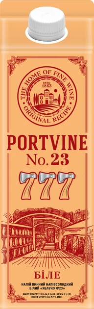 Упаковка винного напитка PORTVINE №23 Яблоко белый полусладкий 13-14.5% 1 л х 12 шт. (4820256583739) - изображение 2