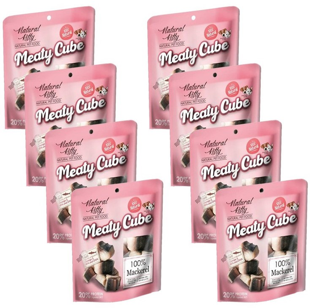 Opakowanie mokrej karmy Pettric Natural Kitty Meaty Cube z makrelą 8 x 60 g (4712937602313) - obraz 2