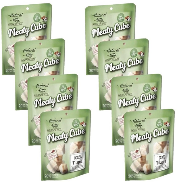 Opakowanie mokrej karmy Pettric Natural Kitty Meaty Cube Tilapia 8 x 60 g (4712937602320) - obraz 1