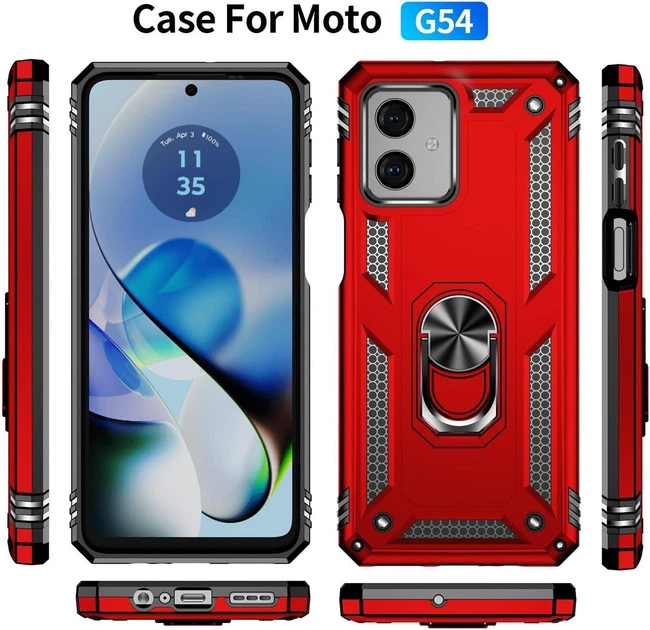 Чохол Shield для Motorola Moto G54/G54 Power бампер протиударний з підставкою Red - зображення 6