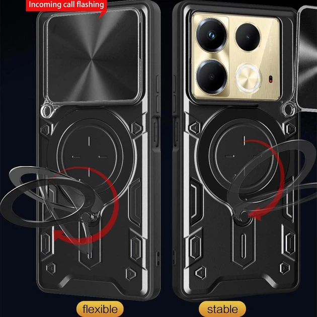 Чехол Magnetic Shield для Infinix Note 40 / X6853 бампер противоударный с подставкой кольцом Black - изображение 5