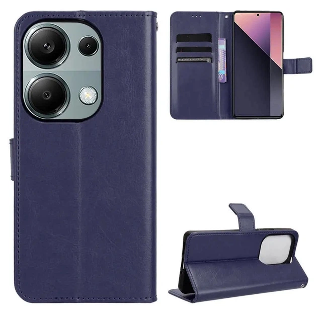 Чехол Idewei для Xiaomi Poco M6 Pro 4G книжка кожа PU с визитницей синий - Фото 1 Чехол Idewei для Xiaomi Poco M6 Pro 4G книжка кожа PU с визитницей синий - изображение 1