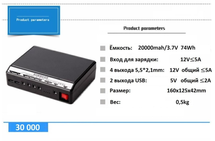 Mini UPS Penxess-2 20000mah 74Wh ИБП для роутера, медиаконвертера ...