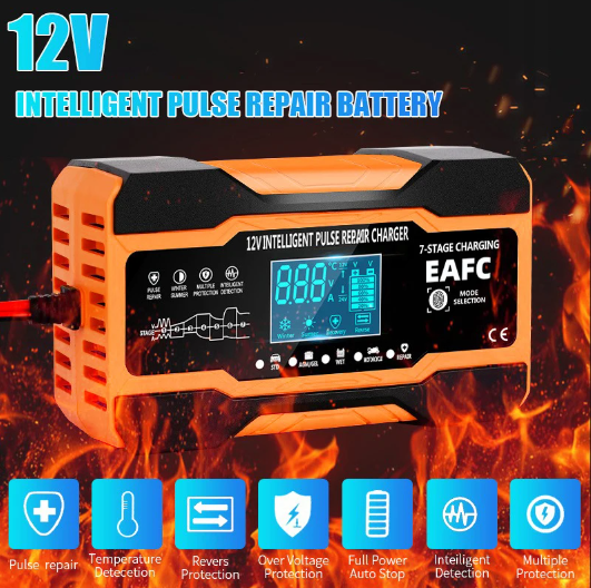 Зарядное устройство для автомобильного аккумулятора EAFC 240W 7-этапная зарядка Импульсна 12/24V 12A - изображение 7