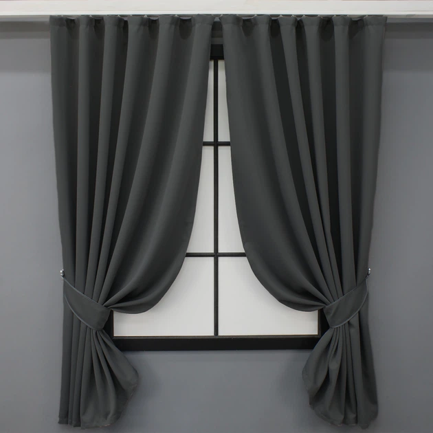 Комплект штор коротких VR-Textil Блэкаут Midnight № 1399ш 130х170 см 2 шт Графитовый (35-0159) - Фото 1 Комплект штор коротких VR-Textil Блэкаут Midnight № 1399ш 130х170 см 2 шт Графитовый (35-0159) - изображение 1