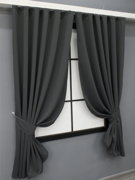 Комплект штор коротких VR-Textil Блэкаут Midnight № 1399ш 130х170 см 2 шт Графитовый (35-0159) - Фото 2 Комплект штор коротких VR-Textil Блэкаут Midnight № 1399ш 130х170 см 2 шт Графитовый (35-0159) - изображение 2