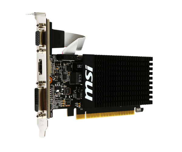 Відеокарта GeForce GT710, MSI, 2Gb GDDR3, 64-bit, VGA/DVI/HDMI, 954/1600MHz, Silent (GT 710 2GD3H LP) - изображение 3