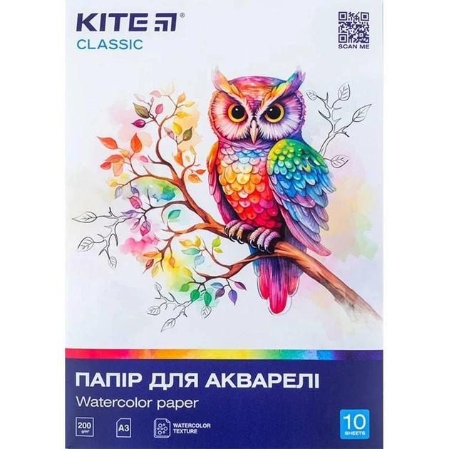 Папір для акварелі А3 10 аркушів 200г/м2 Kite Classic 4063276211262 K-268 67732 - Фото 1 Папір для акварелі А3 10 аркушів 200г/м2 Kite Classic 4063276211262 K-268 67732 - зображення 1