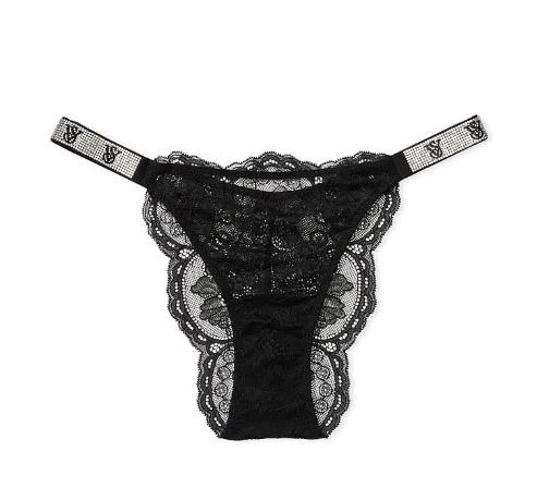 Женские трусики камни со стразами бразильяны Victoria's Secret Shine Strap Lace Thong Panty L Черные - Фото 1 Женские трусики камни со стразами бразильяны Victoria's Secret Shine Strap Lace Thong Panty L Черные - изображение 1