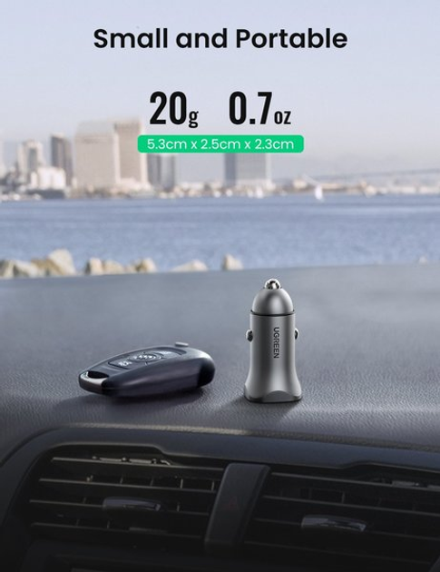 Автомобільний зарядний пристрій Ugreen CD130 20 W USB + Type-C PD Car Charger Space Grey (UGR-30780) - зображення 7