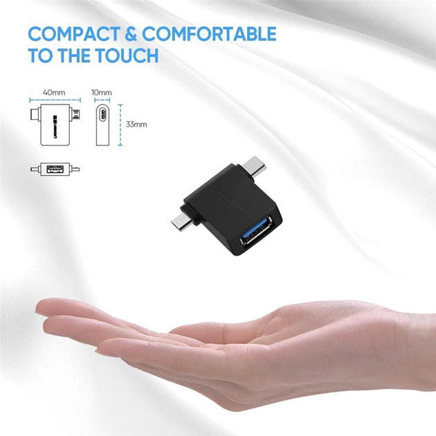 Адаптер Ugreen 2 in 1 Adapter microUSB Male + USB Type-C Male to USB 3.0 Female OTG Black (6957303834532) - зображення 2