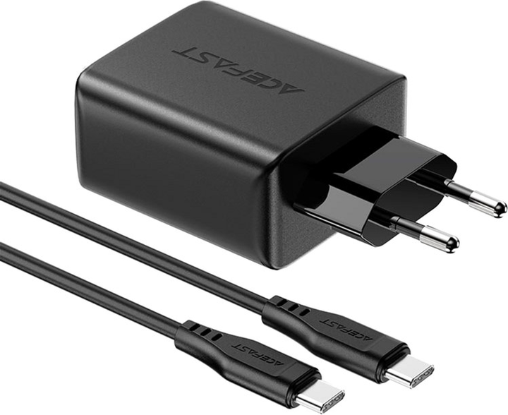 Мережевий зарядний пристрій Acefast A13 PD65W (USB-C+USB-C+USB-A) 3-port Charger Set Black - зображення 2