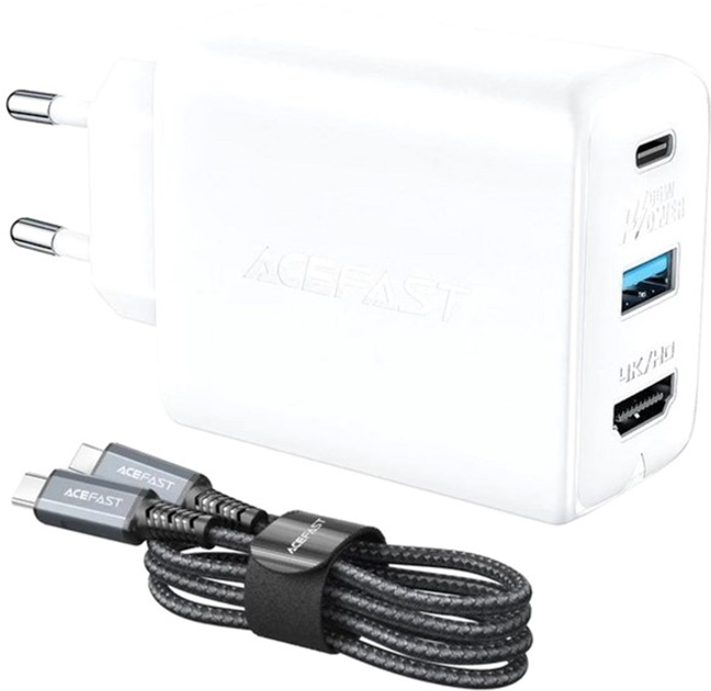 Мережевий зарядний пристрій Acefast A17 65W GaN multi-function HUB Charger Set White - зображення 2