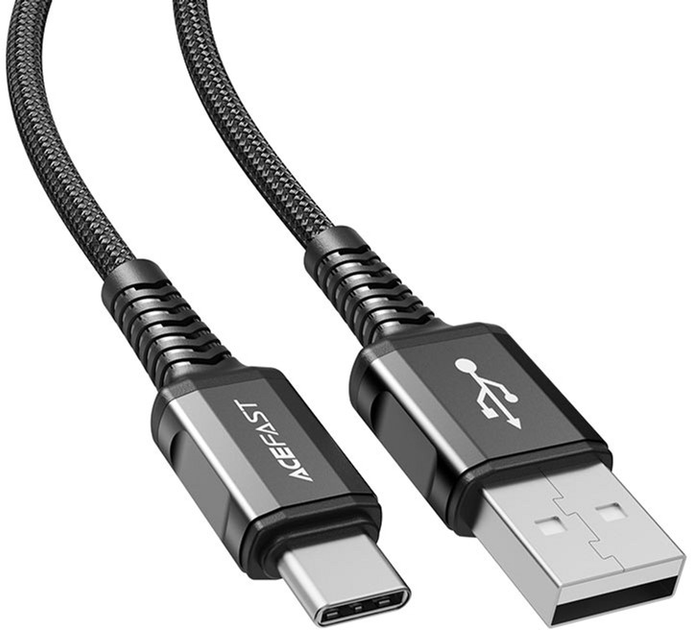 Кабель Acefast C1-04 USB to Type-C 3A 1.2 м nylon aluminum connectors Black (AFC1-04B) - зображення 1