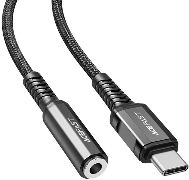 Kabel Acefast C1-07 Kabel adaptera słuchawek ze stopu aluminium USB-C na 3.5 mm Czarny (AFC1-07B) - obraz 1