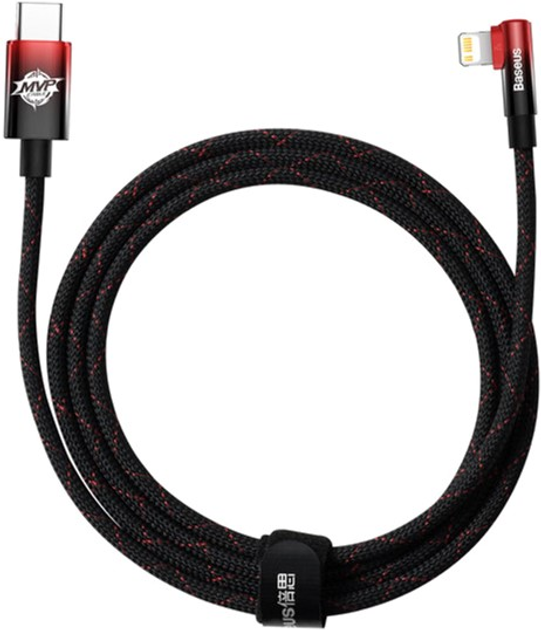 Кабель Baseus MVP 2 Elbow-shaped Fast Charging Data Cable Type-C to iP 20W 2 м Black/Red (CAVP000320) - зображення 1