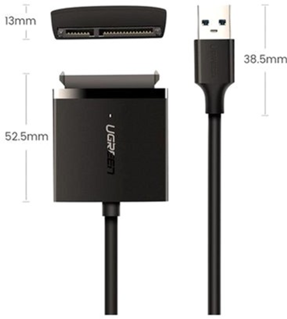 Adapter Ugreen CM257 USB 3.0 A na kabel adaptera SATA 3.5''/2.5" Czarny (UGR-60561) - obraz 2