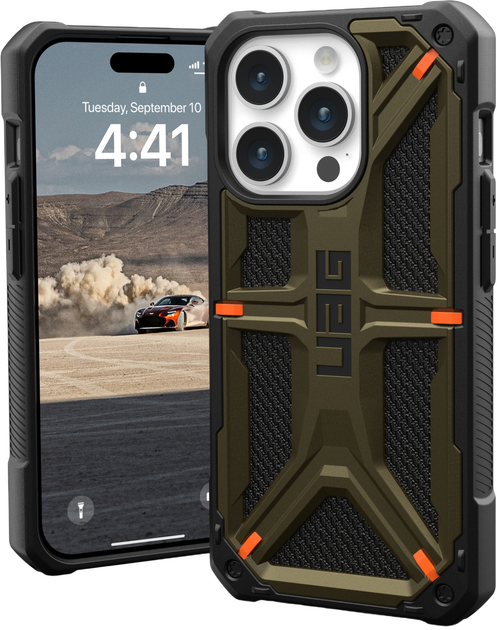 Панель Urban Armor Gear Monarch для Apple iPhone 15 Pro Max Kevlar Elemental Green (11429811397B) - зображення 1