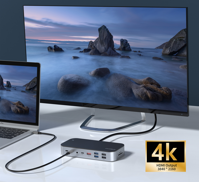 Stacja dokująca CHOETECH USB-C 15 w 1 HDMI/DP/VGA/LAN/PD/CR/USB-A/USB-C/AUX (HUB-M52-GY) - obraz 6