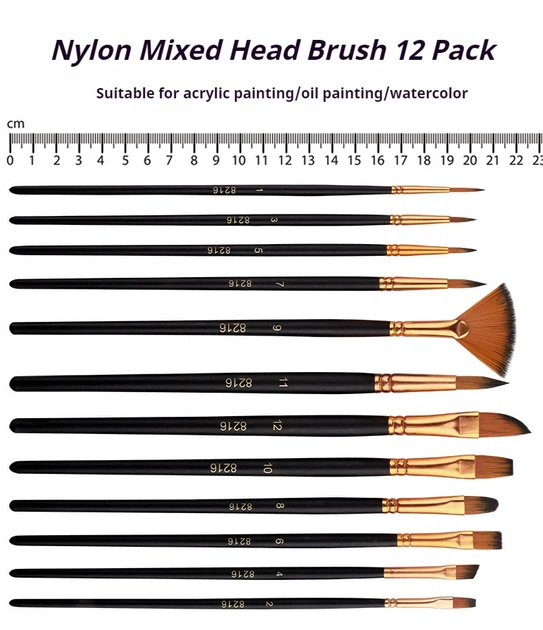 Набір з 12 шт. пензлів для бодіарту Artist Brushes чорний - Фото 4 Набір з 12 шт. пензлів для бодіарту Artist Brushes чорний - зображення 4