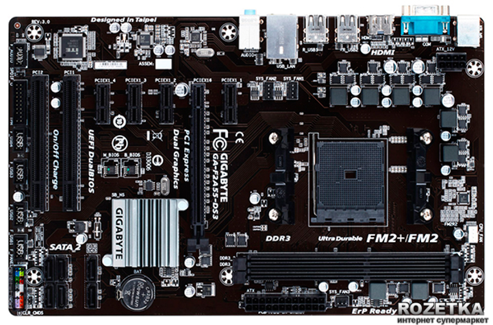 Материнская плата Gigabyte GA-F2A55-DS3 REV 3.0 (sFM2+/sFM2, AMD A55, PCI-Ex16) - изображение 1