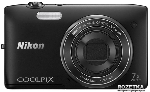 Фотоапарат Nikon Coolpix S3400 Black (VNA391E1) купити на ROZETKA