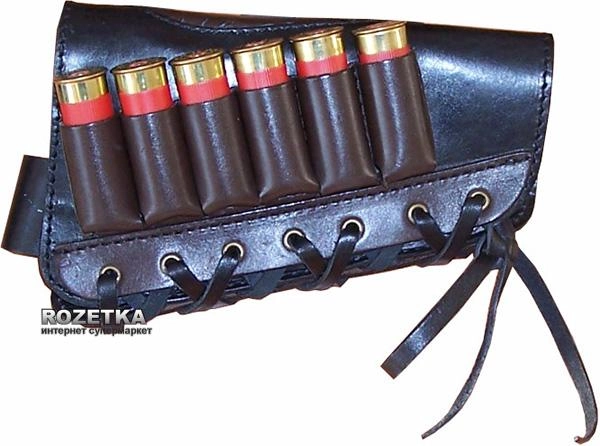 Патронташ шкіряний Медан на приклад 12 калібр х 6 патронів (2003) Чорний - зображення 1